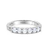 14K White Gold Round Diamond Half-Eternity Band (1.00 ct)
